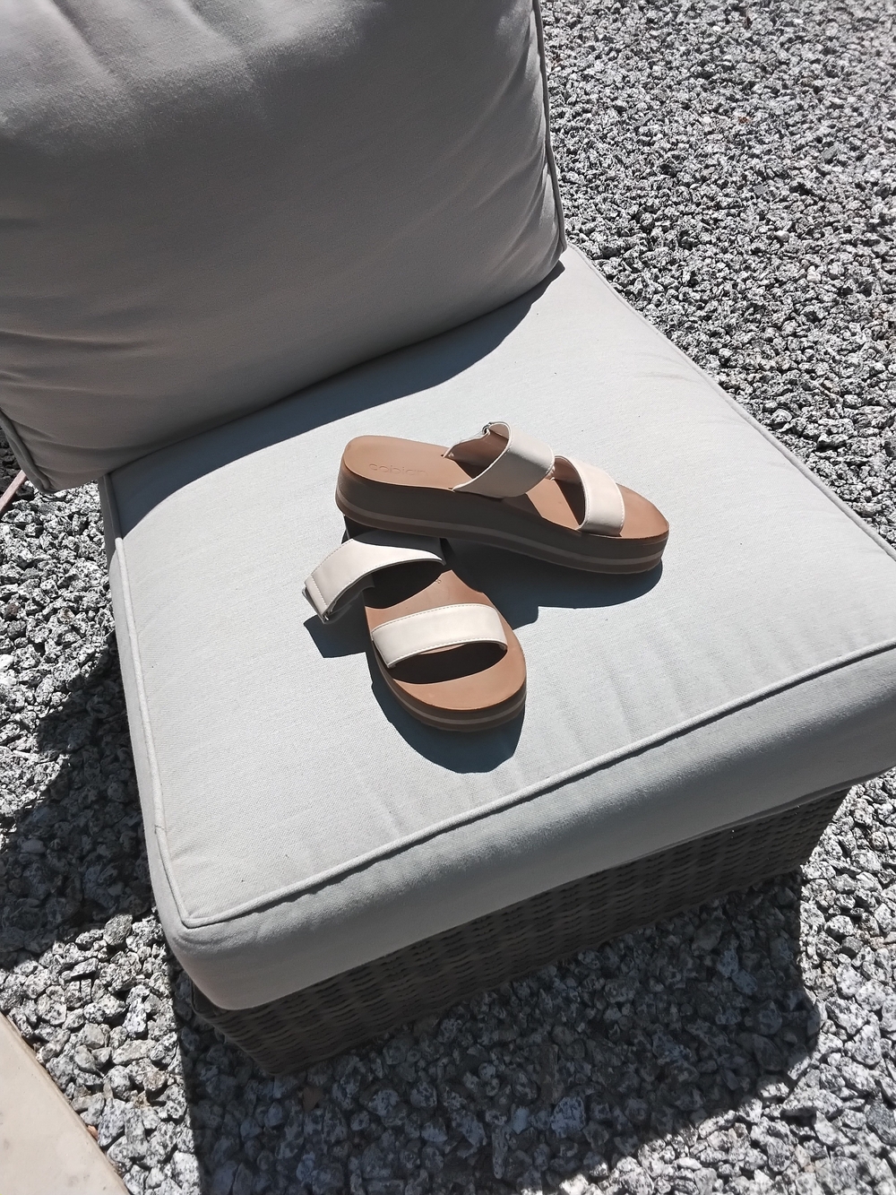 Cobian Women's Beige Double-Strap Slide Sandals